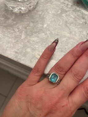 Sterling Silver Ring with Blue Gemstone